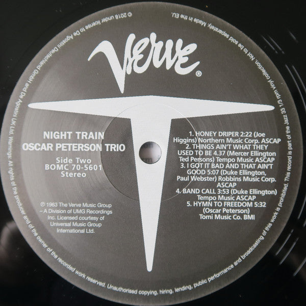 The Oscar Peterson Trio - Night Train (Vinyl, LP, Album, Reissue, Stereo) Very Good Plus (VG+) / Very Good Plus (VG+)
