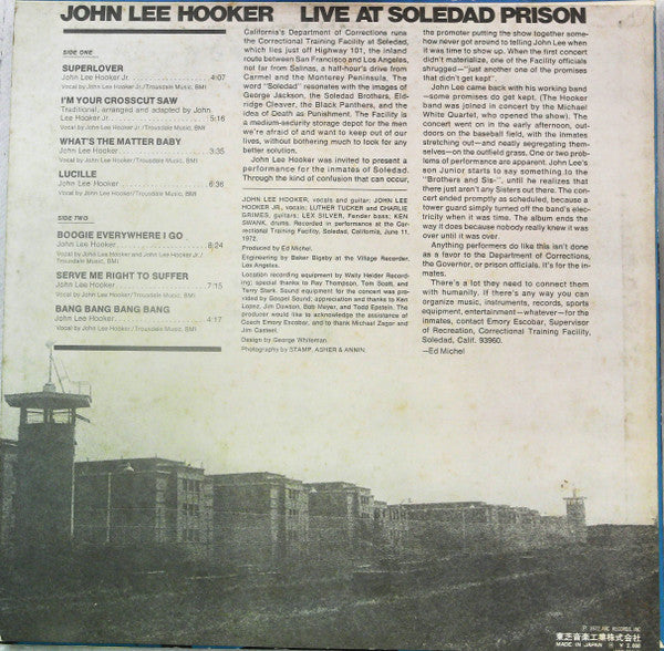 John Lee Hooker - Live At Soledad Prison (Vinyl, LP, Album, Stereo) Near Mint (NM or M-) / Very Good Plus (VG+)