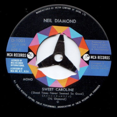 Neil Diamond - Sweet Caroline (Vinyl, 7", 45 RPM, Single, Mono) Very Good (VG) / Good Plus (G+)