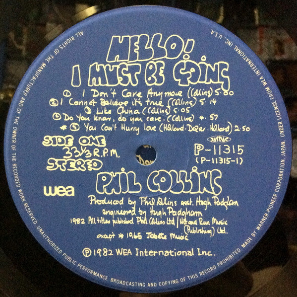 Phil Collins - Hello, I Must Be Going (Vinyl, LP, Album, Stereo)