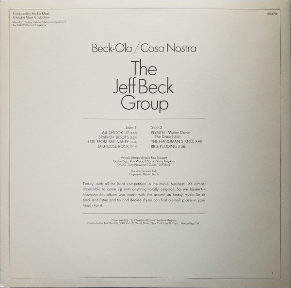 Jeff Beck Group - Beck-Ola (Vinyl, LP, Album, Reissue, Stereo) Very Good Plus (VG+) / Very Good (VG)