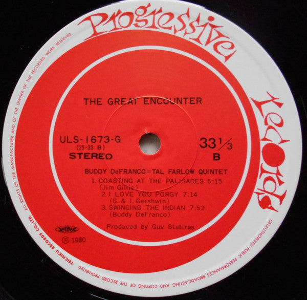 Buddy DeFranco - Tal Farlow Quintet - The Great Encounter (Vinyl, LP, Album, Reissue) Very Good Plus (VG+) / Very Good (VG)