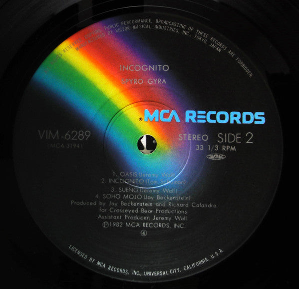Spyro Gyra - Incognito (Vinyl, LP, Album) Very Good (VG) / Very Good Plus (VG+)