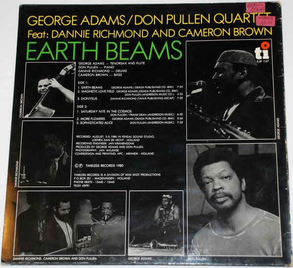 George Adams - Don Pullen Quartet - Earth Beams (Vinyl, LP, Album) Good Plus (G+) / Very Good Plus (VG+)