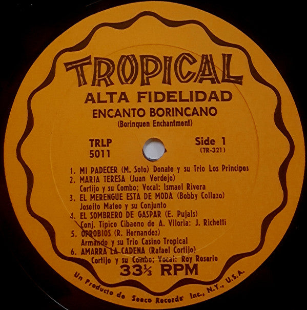 Various - Encanto Borincano Con Cortijo Y Su Combo Y Otros (Vinyl, LP, Compilation, Mono) Very Good (VG) / Very Good (VG)