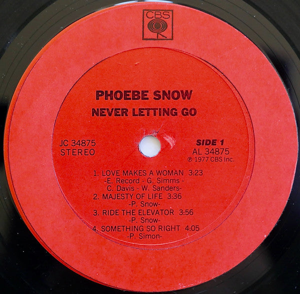 Phoebe Snow - Never Letting Go (Vinyl, LP, Album, Stereo) Very Good Plus (VG+) / Very Good Plus (VG+)