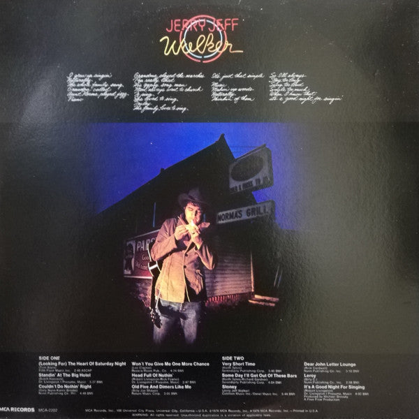 Jerry Jeff Walker - It's A Good Night For Singin' (Vinyl, LP, Album) Good Plus (G+) / Good Plus (G+)