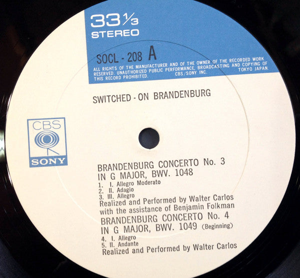 Walter Carlos - Switched-On Brandenburg (Brandenburg Concertos Nos.3,4&5) (Vinyl, LP, Compilation) Near Mint (NM or M-) / Very Good (VG)