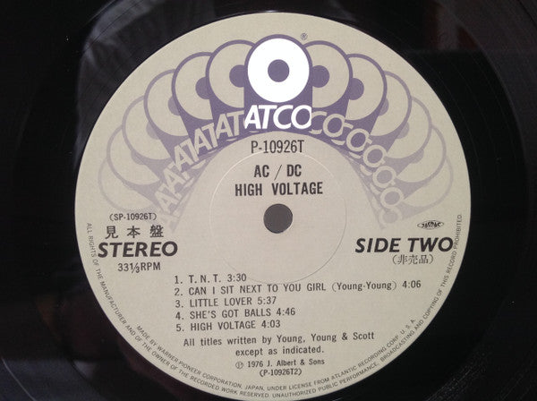 AC/DC - High Voltage (Vinyl, LP, Album, Promo) Near Mint (NM or M-) / Very Good Plus (VG+)