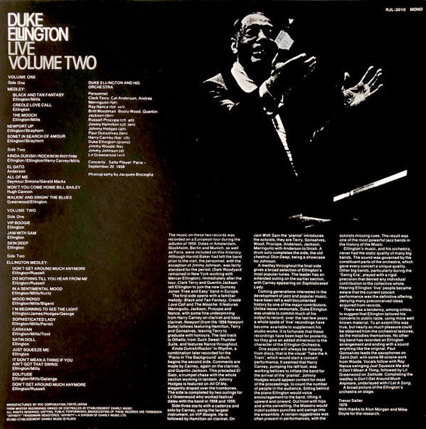 Duke Ellington - Live Volume Two (Vinyl, LP, Reissue, Mono) Very Good Plus (VG+) / Very Good (VG)