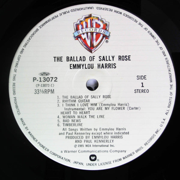 Emmylou Harris - The Ballad Of Sally Rose (Vinyl, LP, Album, Stereo)