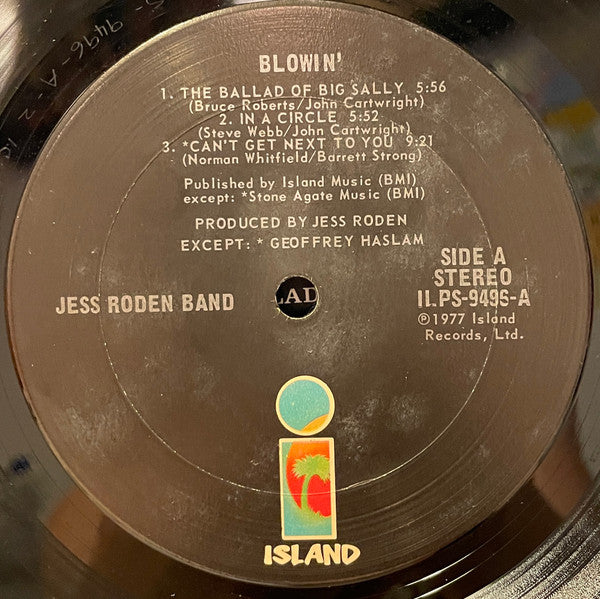 The Jess Roden Band - Blowin' (Vinyl, LP, Album) Good Plus (G+) / Very Good (VG)