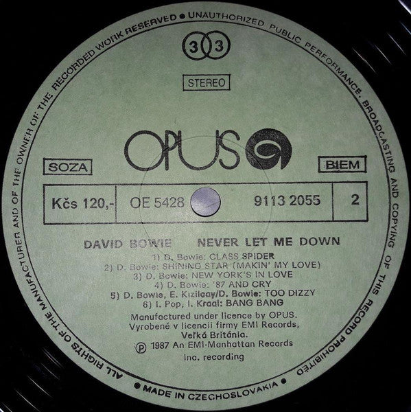 David Bowie - Never Let Me Down (Vinyl, LP, Album, Stereo) Very Good Plus (VG+) / Very Good (VG)