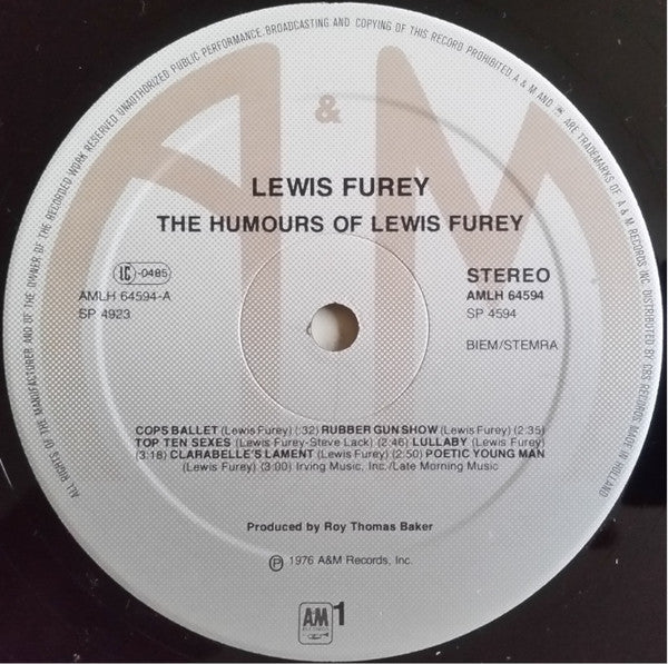 Lewis Furey - The Humours Of (Vinyl, LP, Album, Stereo) Good Plus (G+) / Good Plus (G+)