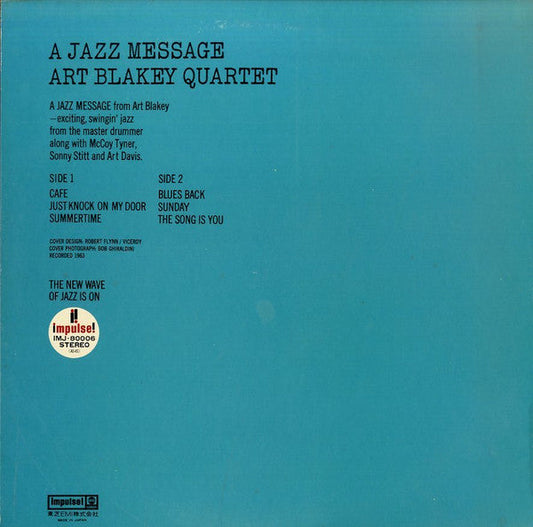 Art Blakey Quartet - A Jazz Message (Vinyl, LP, Album, Reissue, Stereo) Near Mint (NM or M-) / Very Good (VG)