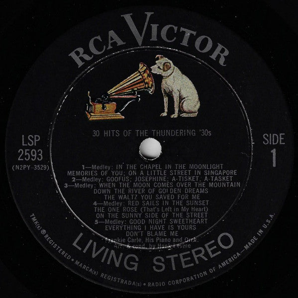 Frankie Carle And His Orchestra - 30 Hits Of The Thundering '30s (Vinyl, LP) Very Good Plus (VG+) / Very Good Plus (VG+)