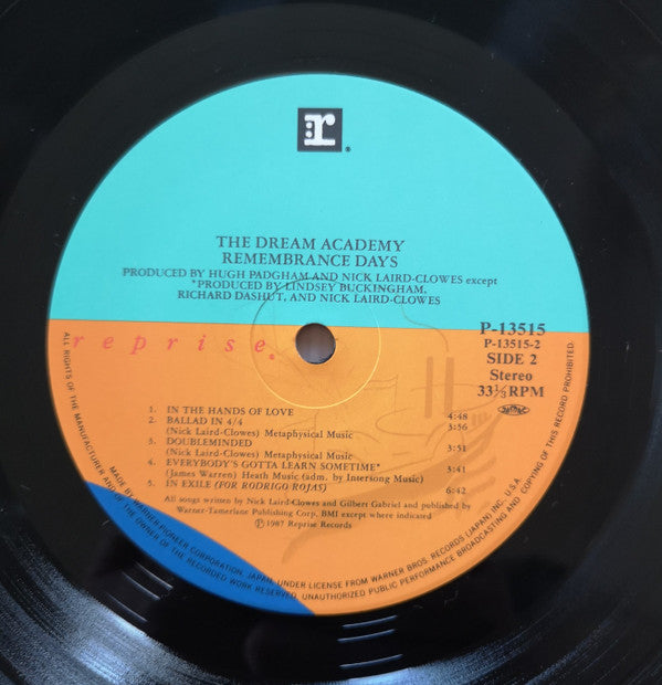 The Dream Academy - Remembrance Days (Vinyl, LP, Album) Very Good (VG) / Very Good Plus (VG+)