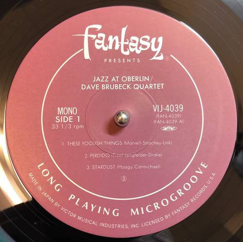 The Dave Brubeck Quartet - Jazz At Oberlin (Vinyl, LP, Album, Reissue, Mono) Very Good (VG) / Very Good Plus (VG+)