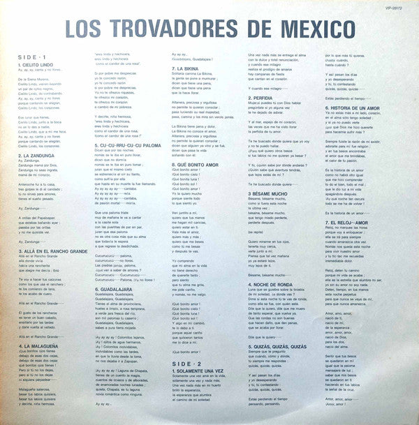 Los Trovadores De México - Los Trovadores De México (Vinyl, LP, Compilation, Promo) Near Mint (NM or M-) / Very Good Plus (VG+)