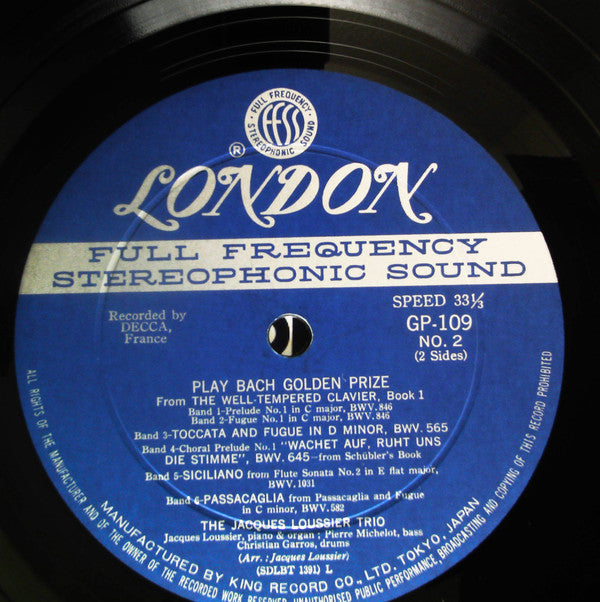 Jacques Loussier - Play Bach Golden Prize (Vinyl, LP, Compilation, Stereo) Very Good Plus (VG+) / Very Good (VG)
