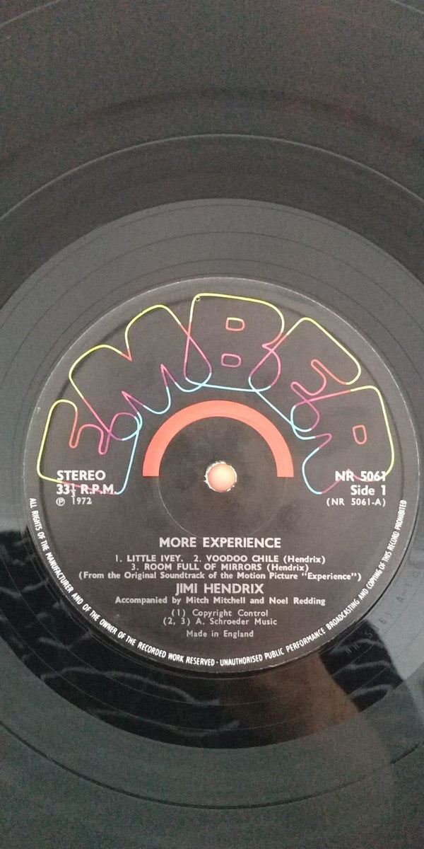 Jimi Hendrix - More  "Experience" Jimi Hendrix (Titles From The Original Sound Track Of The Feature Length Motion Picture) (Volume Two) (Vinyl, LP, Album, Stereo) Very Good (VG) / Good Plus (G+)