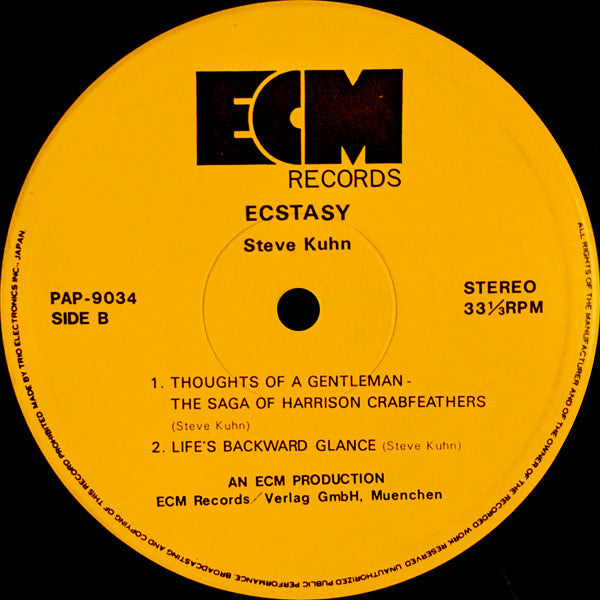 Steve Kuhn - Ecstasy (Vinyl, LP, Album) Very Good (VG) / Good (G)