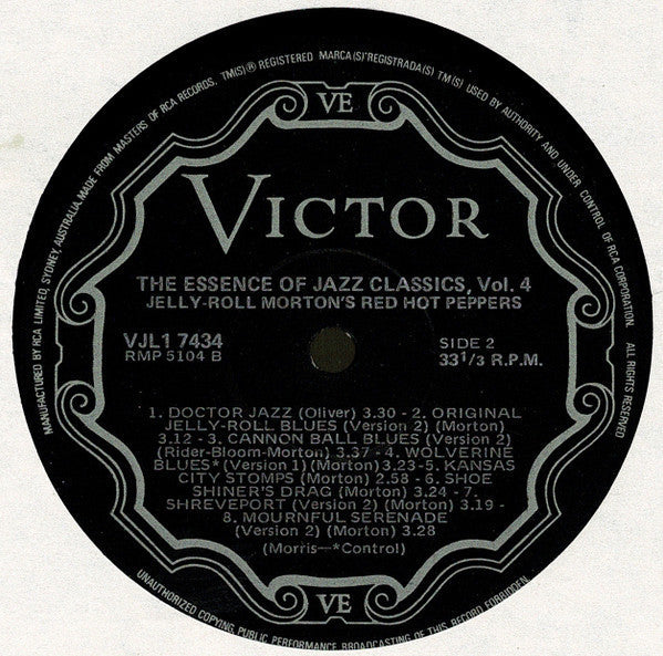 Jelly Roll Morton - The Essence Of Jazz Classics, Vol. 4 (Vinyl, LP, Compilation, Club Edition) Very Good Plus (VG+) / Very Good Plus (VG+)