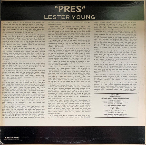 Lester Young - Pres (Vinyl, LP, Reissue, Stereo) Near Mint (NM or M-) / Very Good (VG)