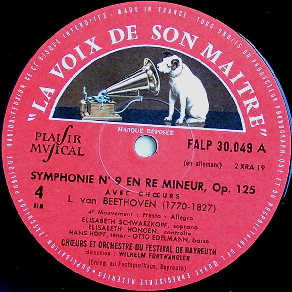 Ludwig Van Beethoven - 9e Symphonie - II - 3e Et 4e Mouvements (Vinyl, LP, Mono) Very Good Plus (VG+) / Very Good (VG)