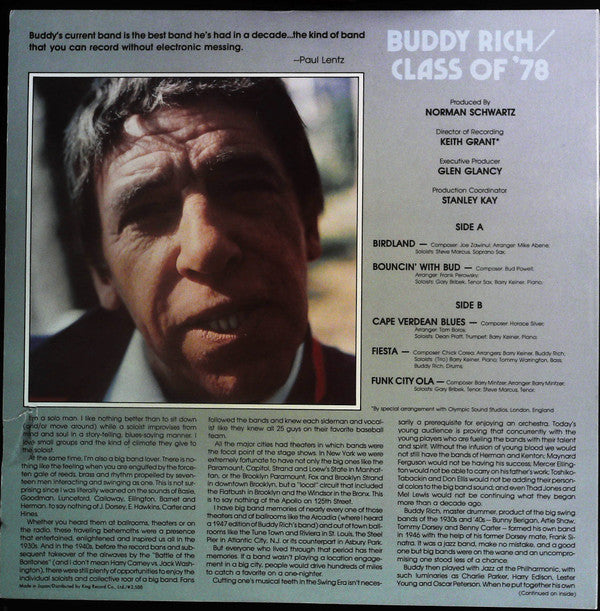 Buddy Rich - Class Of '78 (Vinyl, LP, Limited Edition) Near Mint (NM or M-) / Very Good (VG)
