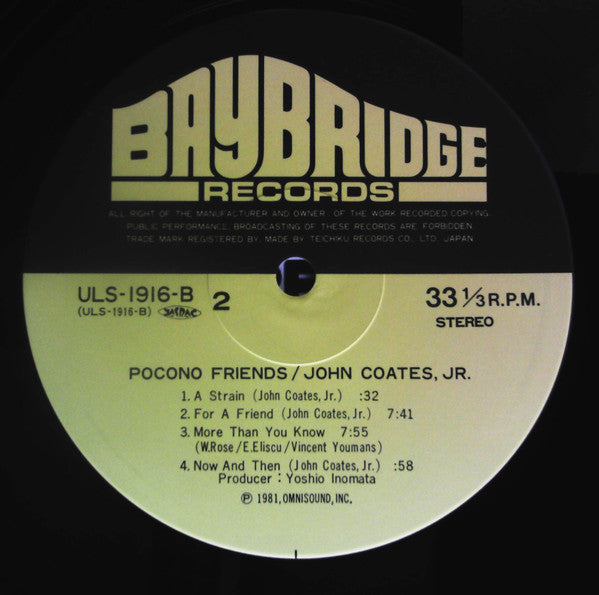 John Coates, Jr - Pocono Friends (2xVinyl, LP, Album, Stereo) Very Good Plus (VG+) / Very Good Plus (VG+)