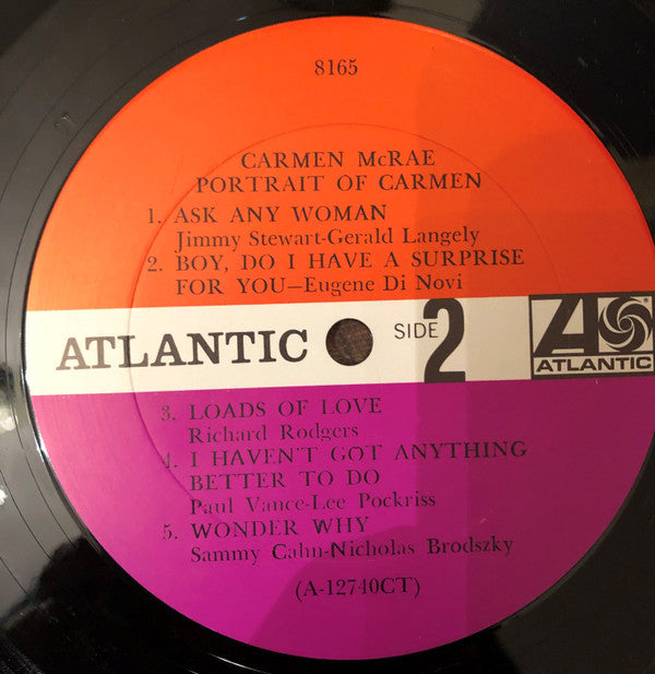 Carmen McRae - Portrait Of Carmen (Vinyl, LP, Album, Mono) Very Good (VG) / Poor (P)