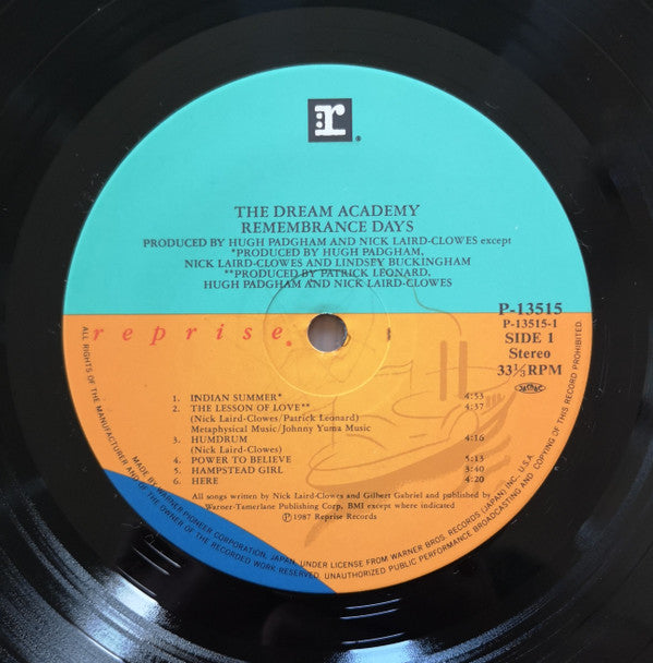 The Dream Academy - Remembrance Days (Vinyl, LP, Album) Very Good (VG) / Very Good Plus (VG+)