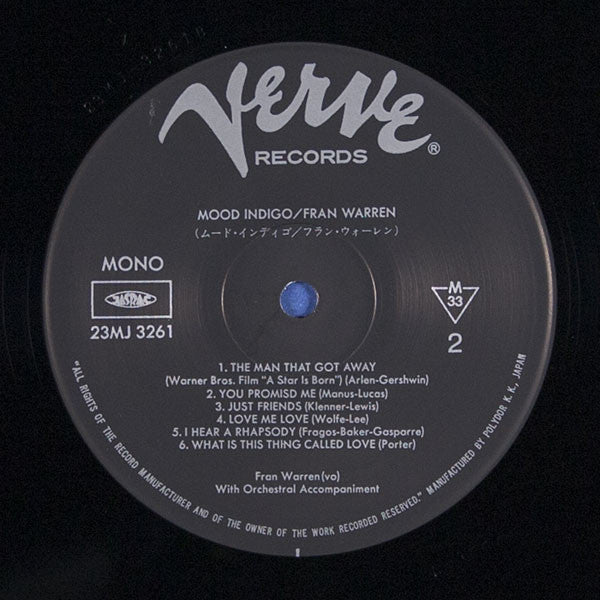 Fran Warren - Mood Indigo (Vinyl, LP, Album, Reissue, Mono) Very Good Plus (VG+) / Very Good Plus (VG+)