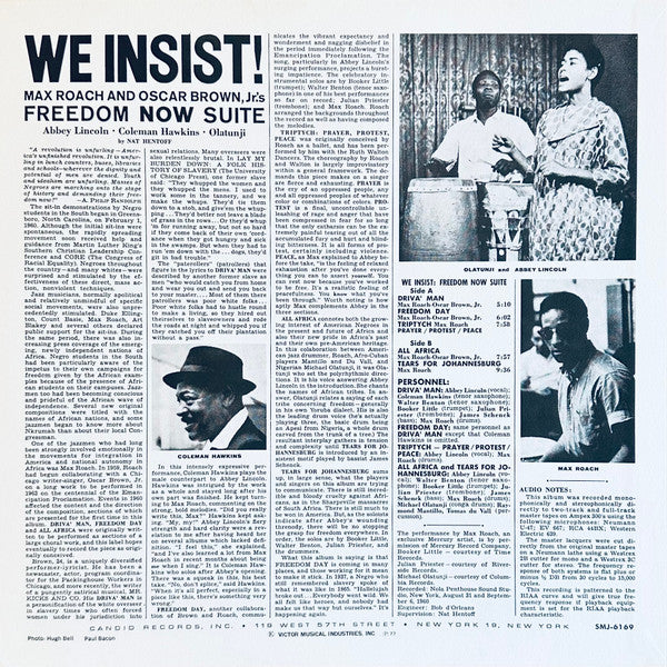 Max Roach - We Insist! Max Roach's Freedom Now Suite (Vinyl, LP, Album, Reissue, Stereo) Very Good Plus (VG+) / Very Good Plus (VG+)