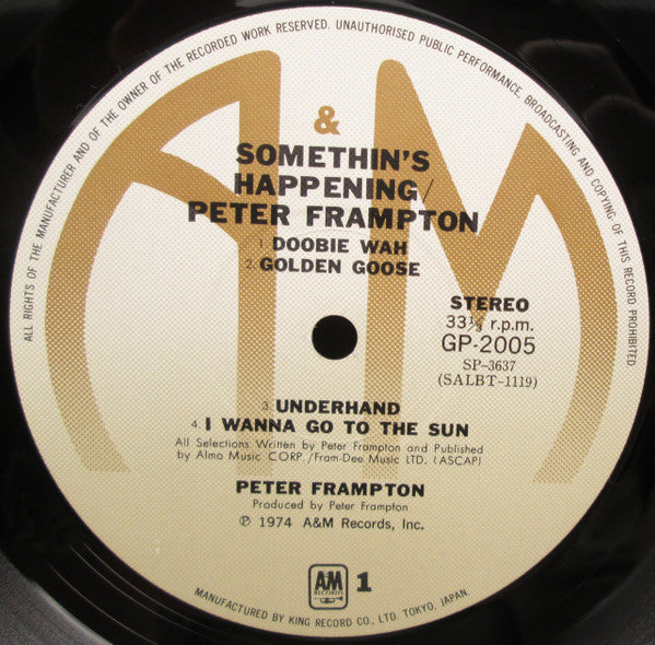 Peter Frampton - Somethin's Happening (Vinyl, LP, Album, Reissue) Very Good Plus (VG+) / Very Good Plus (VG+)