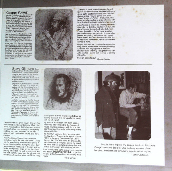 John Coates, Jr - Pocono Friends (2xVinyl, LP, Album, Stereo) Very Good Plus (VG+) / Very Good Plus (VG+)