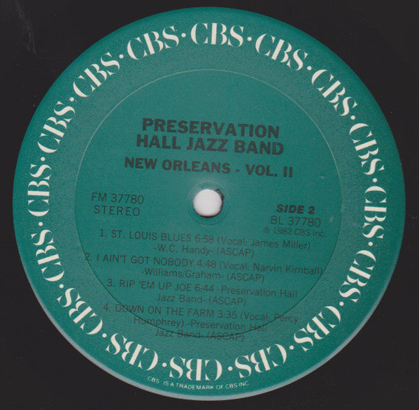Preservation Hall Jazz Band - New Orleans. Vol. II (Vinyl, LP, Album, Stereo) Very Good (VG) / Very Good Plus (VG+)