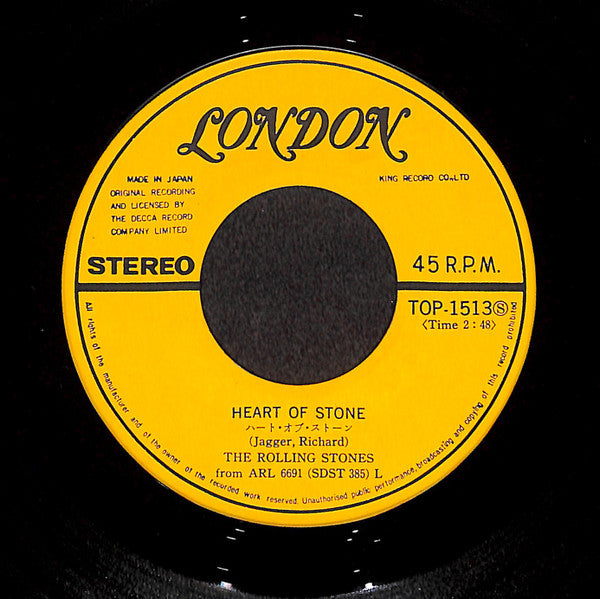 The Rolling Stones - Heart Of Stone (Vinyl, 7", 45 RPM, Single) Good Plus (G+) / Very Good (VG)