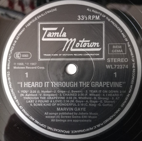 Marvin Gaye - I Heard It Through The Grapevine! (Vinyl, LP, Compilation, Stereo) Very Good Plus (VG+) / Very Good (VG)