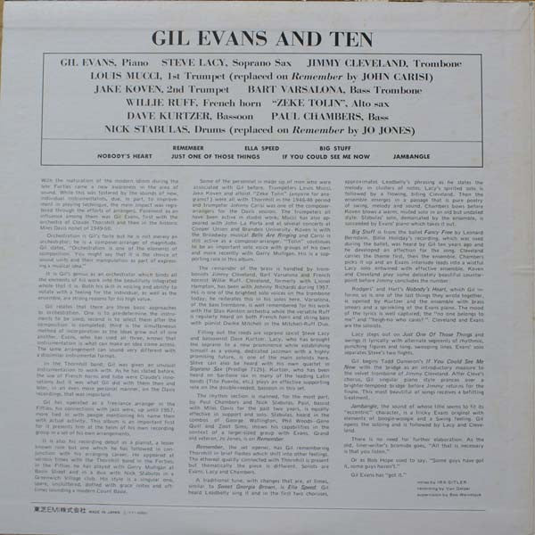 Gil Evans - Gil Evans & Ten (Vinyl, LP, Album, Reissue, Mono)