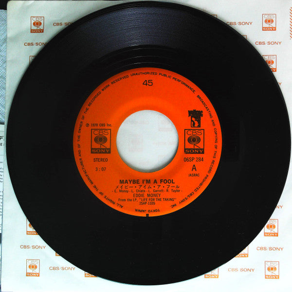 Eddie Money - Maybe I'm A Fool (Vinyl, 7", 45 RPM, Single, Stereo) Very Good Plus (VG+) / Very Good Plus (VG+)