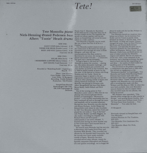 Tete Montoliu Trio - Tete! (Vinyl, LP, Album, Stereo) Very Good (VG) / Very Good (VG)