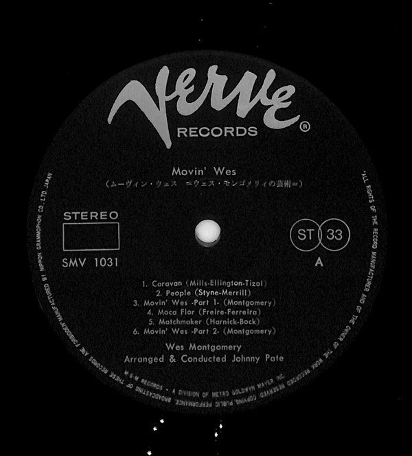 Wes Montgomery - Movin' Wes (Vinyl, LP, Album, Stereo) Very Good (VG) / Very Good Plus (VG+)
