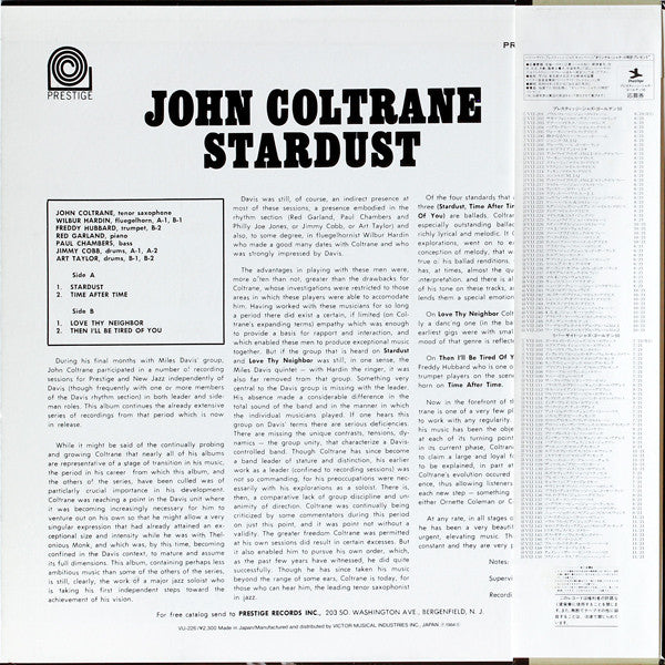 John Coltrane - Stardust (Vinyl, LP, Album, Reissue, Stereo) Near Mint (NM or M-) / Very Good (VG)