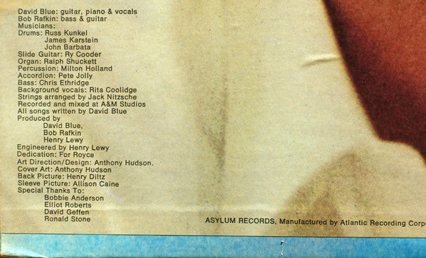 David Blue - Stories (Vinyl, LP, Album, Stereo) Very Good (VG) / Good Plus (G+)