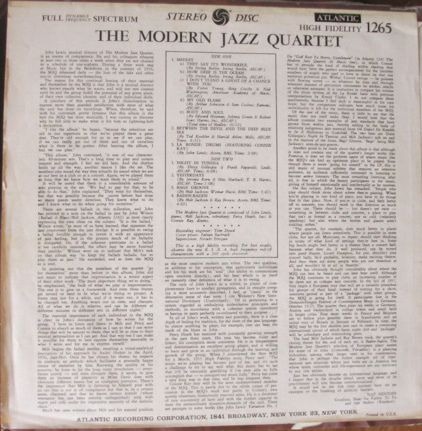 The Modern Jazz Quartet - The Modern Jazz Quartet (Vinyl, LP, Album, Repress, Stereo) Very Good Plus (VG+) / Very Good Plus (VG+)