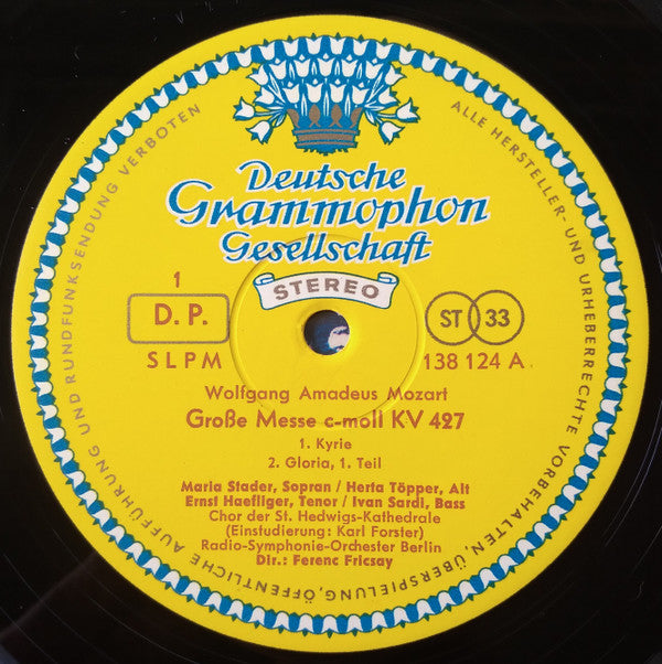 Wolfgang Amadeus Mozart - Grosse Messe In C-moll ‧ Mass In C Minor, K. 427 (Vinyl, LP, Stereo) Very Good Plus (VG+) / Very Good Plus (VG+)