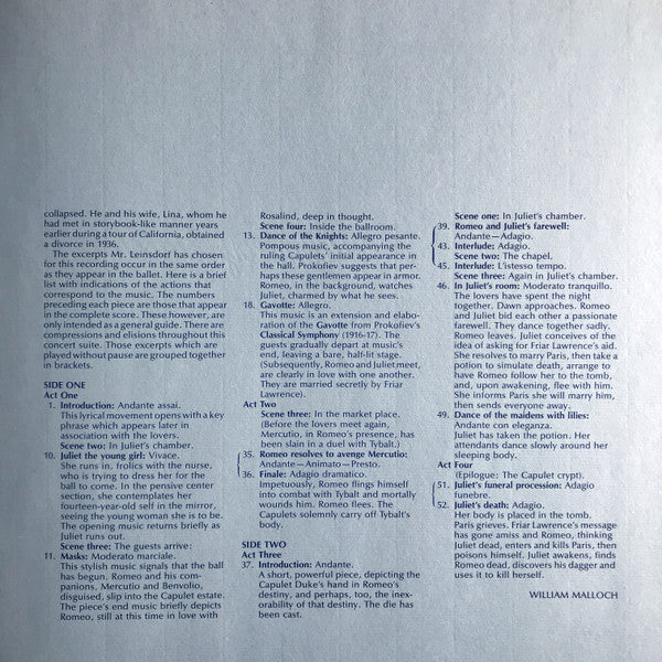 Sergei Prokofiev - Excerpts From The Ballet, Romeo And Juliet (Vinyl, LP, Album, Limited Edition, Reissue, Repress, Stereo) Very Good Plus (VG+) / Very Good Plus (VG+)