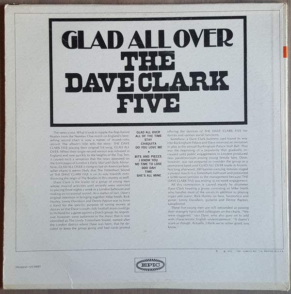 The Dave Clark Five - Glad All Over (Vinyl, LP, Album, Mono) Good Plus (G+) / Very Good (VG)